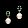 Chains, Charms & Accessories | Earrings & Studs^Paspaley Turquoise Anchor Link Pearl Earring Enhancers | 11mm Oval Pearls, Turquoise, and Yellow Gold YellowGold