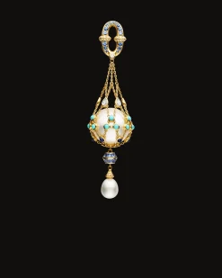 Necklaces & Pendants^Paspaley Turquoise Anchored Lavalier Pearl Necklace | 18mm Round Pearl, Blue Sapphire, and Yellow Gold YellowGold