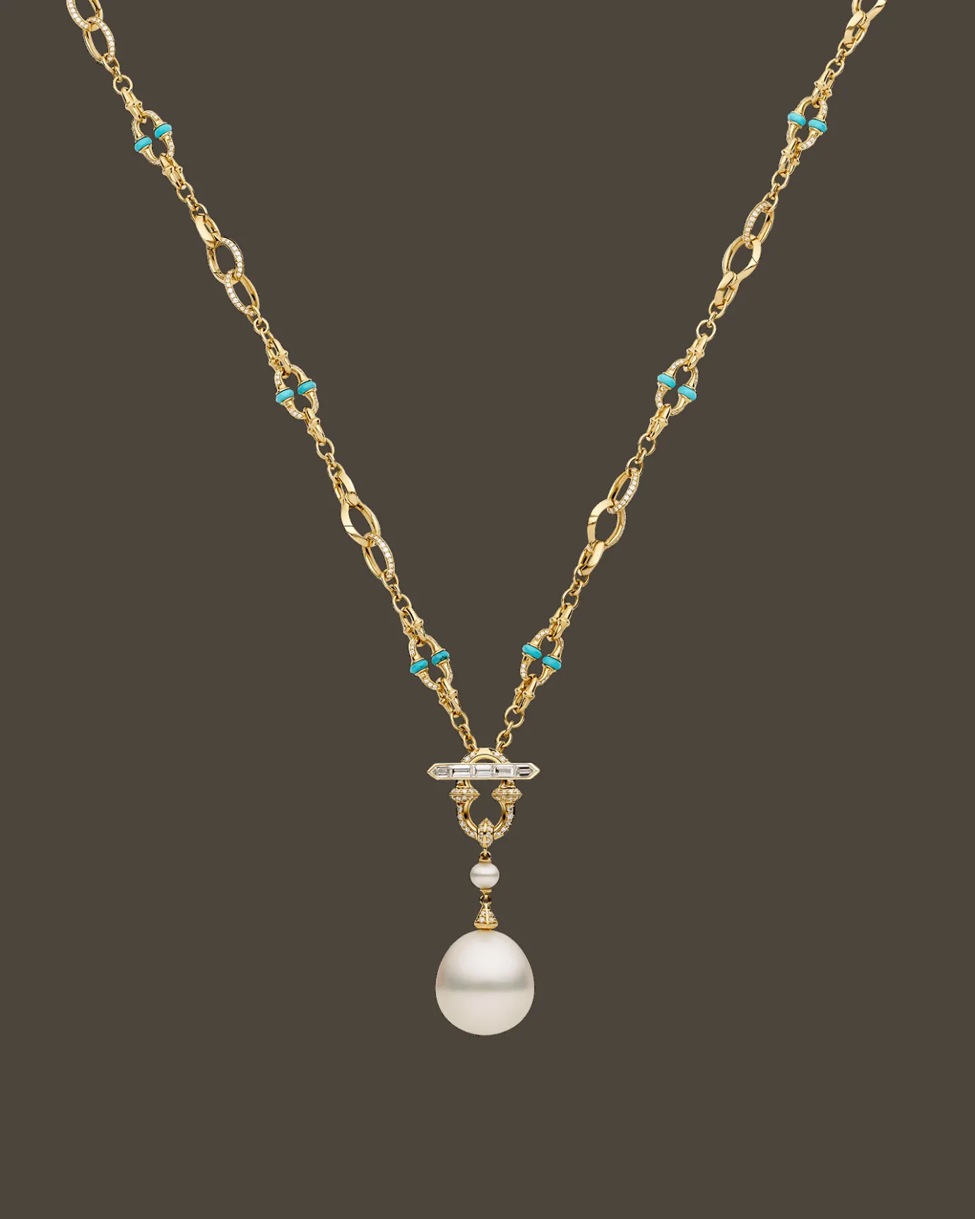Necklaces & Pendants^Paspaley Turquoise Anchored Lavalier Pearl Necklace | 18mm Round Pearl, Blue Sapphire, and Yellow Gold YellowGold