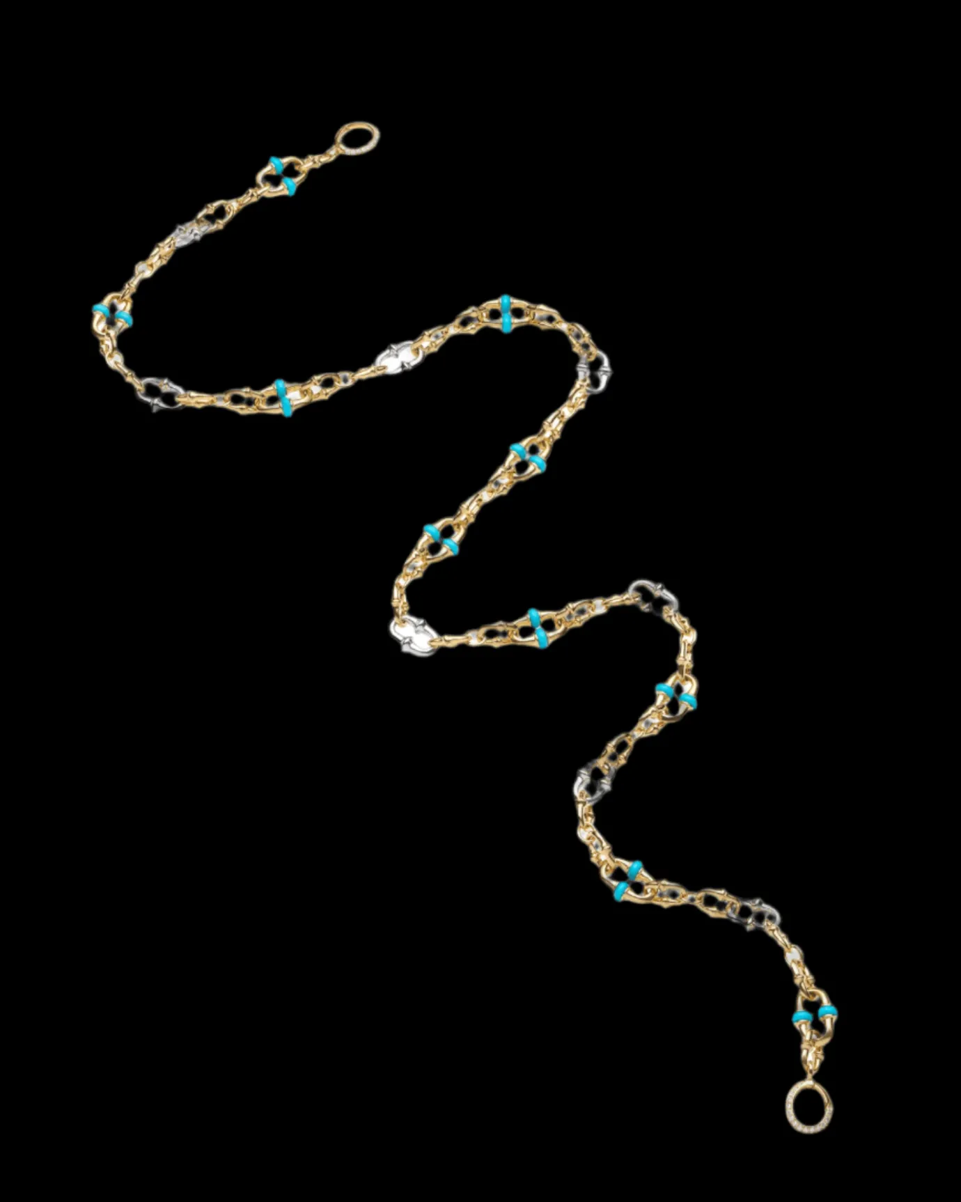 Chains, Charms & Accessories^Paspaley Turquoise Dive Chain Necklace | Turquoise, White Gold, and Yellow Gold Multi