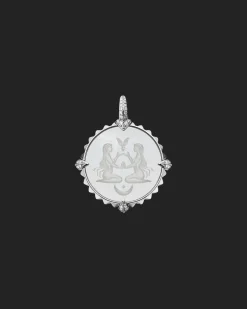 Chains, Charms & Accessories^Paspaley Virgo Coin Charm | Mother of Pearl, Diamonds, and White Gold WhiteGold