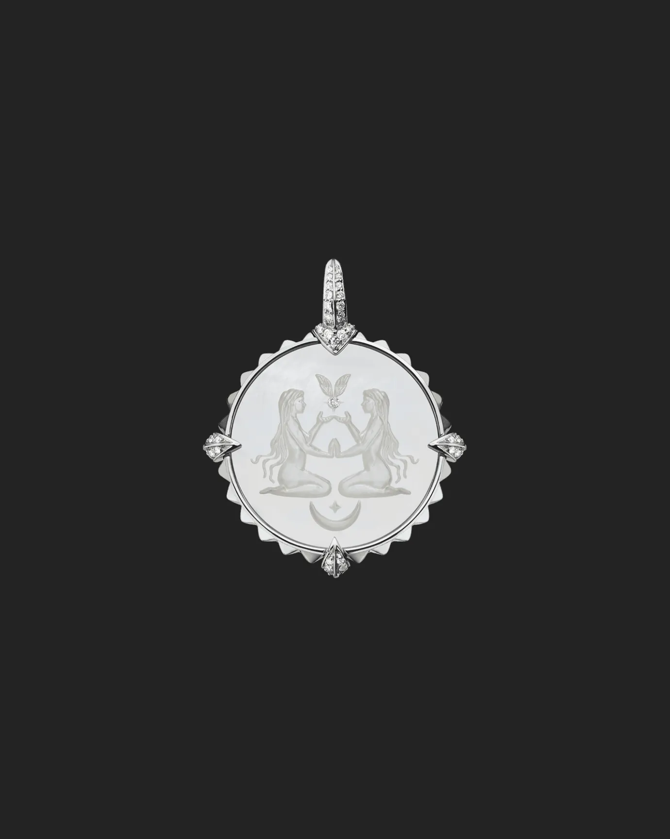 Chains, Charms & Accessories^Paspaley Virgo Coin Charm | Mother of Pearl, Diamonds, and White Gold WhiteGold