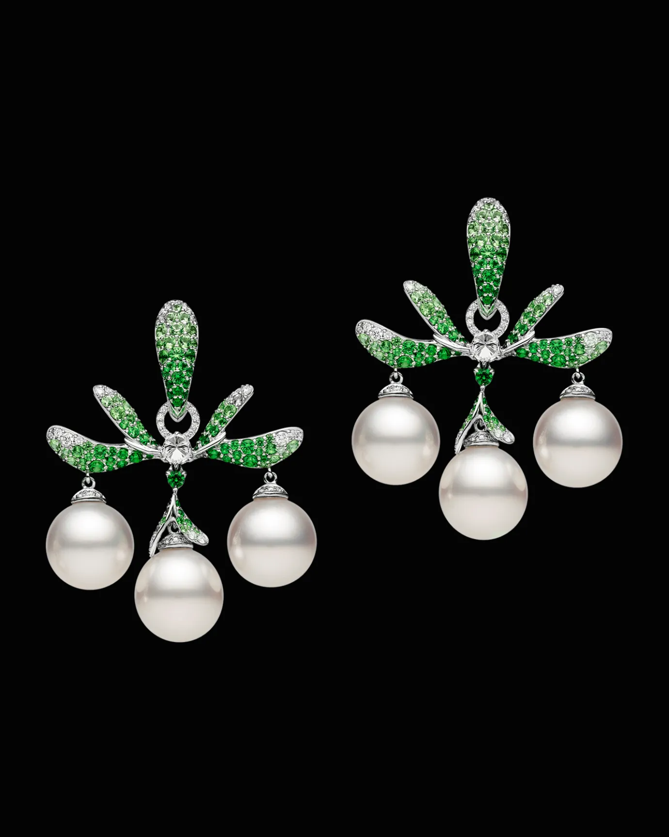 Earrings & Studs^Paspaley Wildflower Chandelier Pearl Earrings | 10mm Round Pearls, Tsavorites, and White Gold WhiteGold