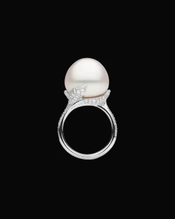 Rings^Paspaley Wildflower Petal Pearl Ring | 15mm Button Pearl, Diamonds, and White Gold WhiteGold