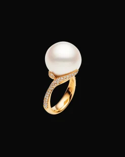 Rings^Paspaley Wildflower Petal Pearl Ring | 15mm Button Pearl, Diamonds, and Yellow Gold YellowGold
