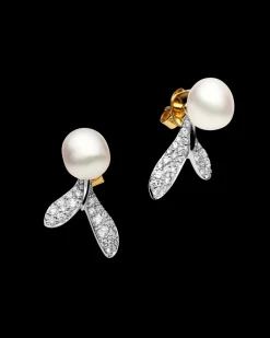 Earrings & Studs^Paspaley Wildflower Petal Stud Earrings | 8mm Keshi Pearls, Diamonds, and White Gold