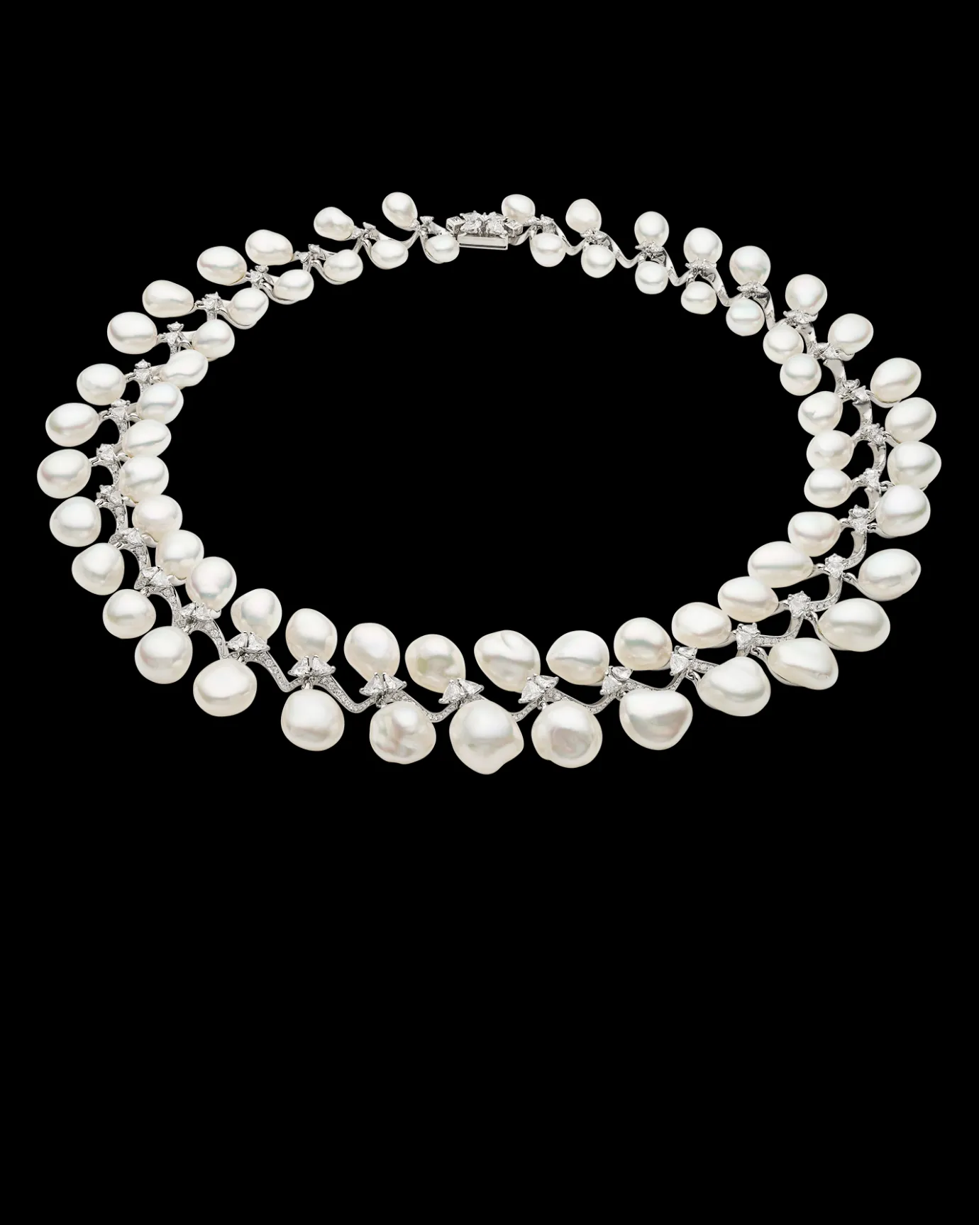 Necklaces & Pendants^Paspaley Wreath Pearl Collier | 7-13mm Keshi Baroque Pearls, Diamonds, and Platinum