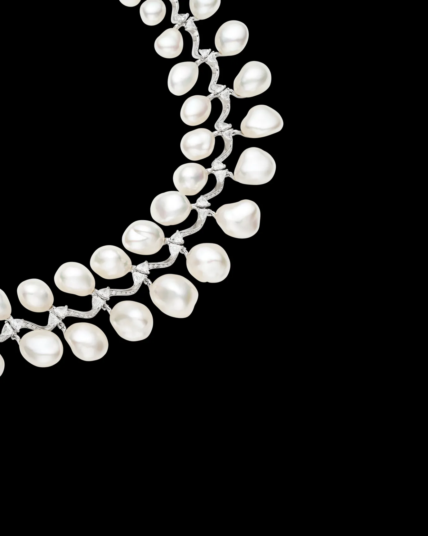 Necklaces & Pendants^Paspaley Wreath Pearl Collier | 7-13mm Keshi Baroque Pearls, Diamonds, and Platinum