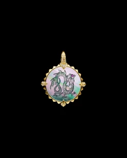 Chains, Charms & Accessories^Paspaley Year of The Dragon Coin Charm | Black Mother of Pearl, Ruby, and Yellow Gold YellowGold