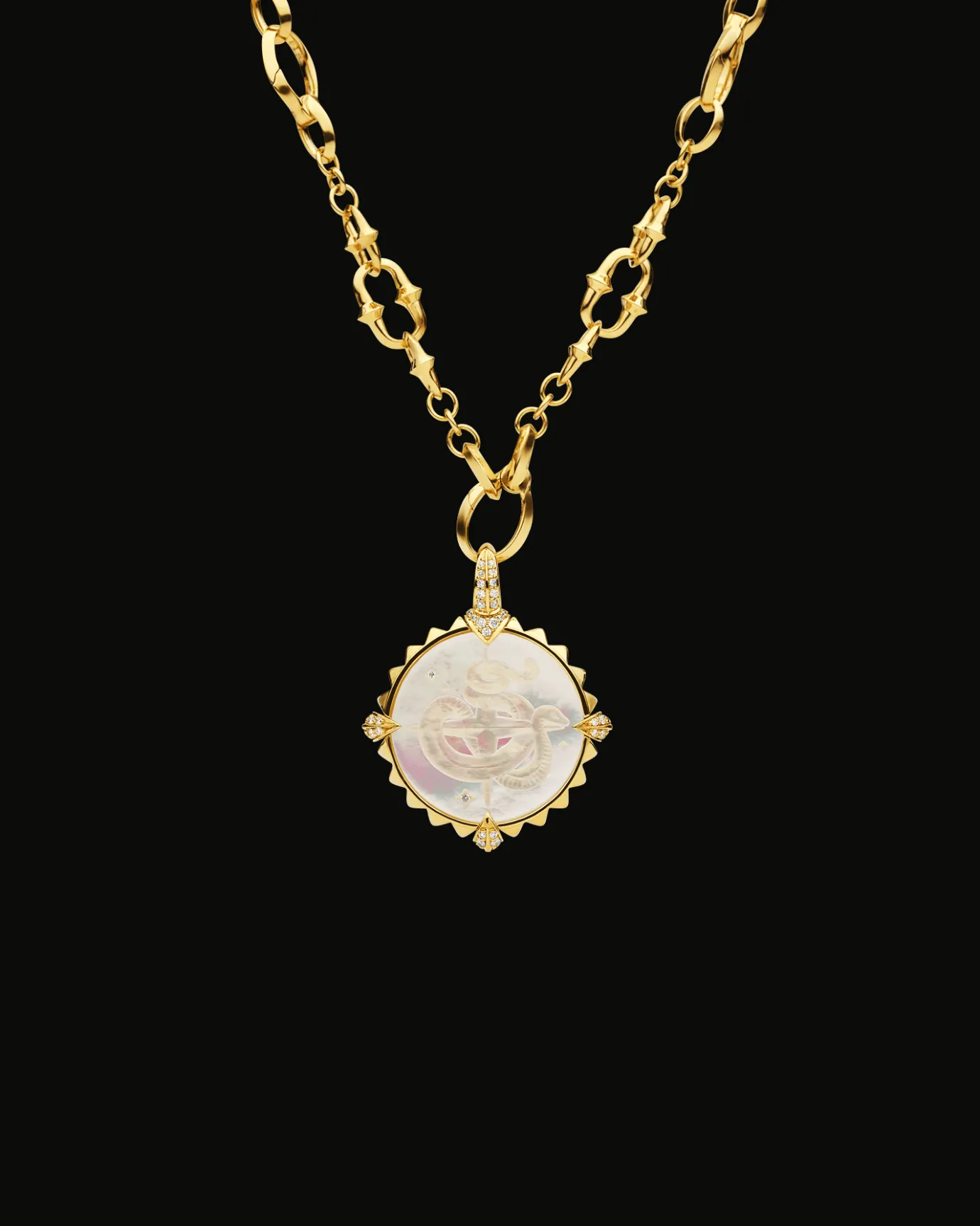 Chains, Charms & Accessories^Paspaley Year Of The Snake Coin Charm | Mother of Pearl, Diamonds and Yellow Gold YellowGold
